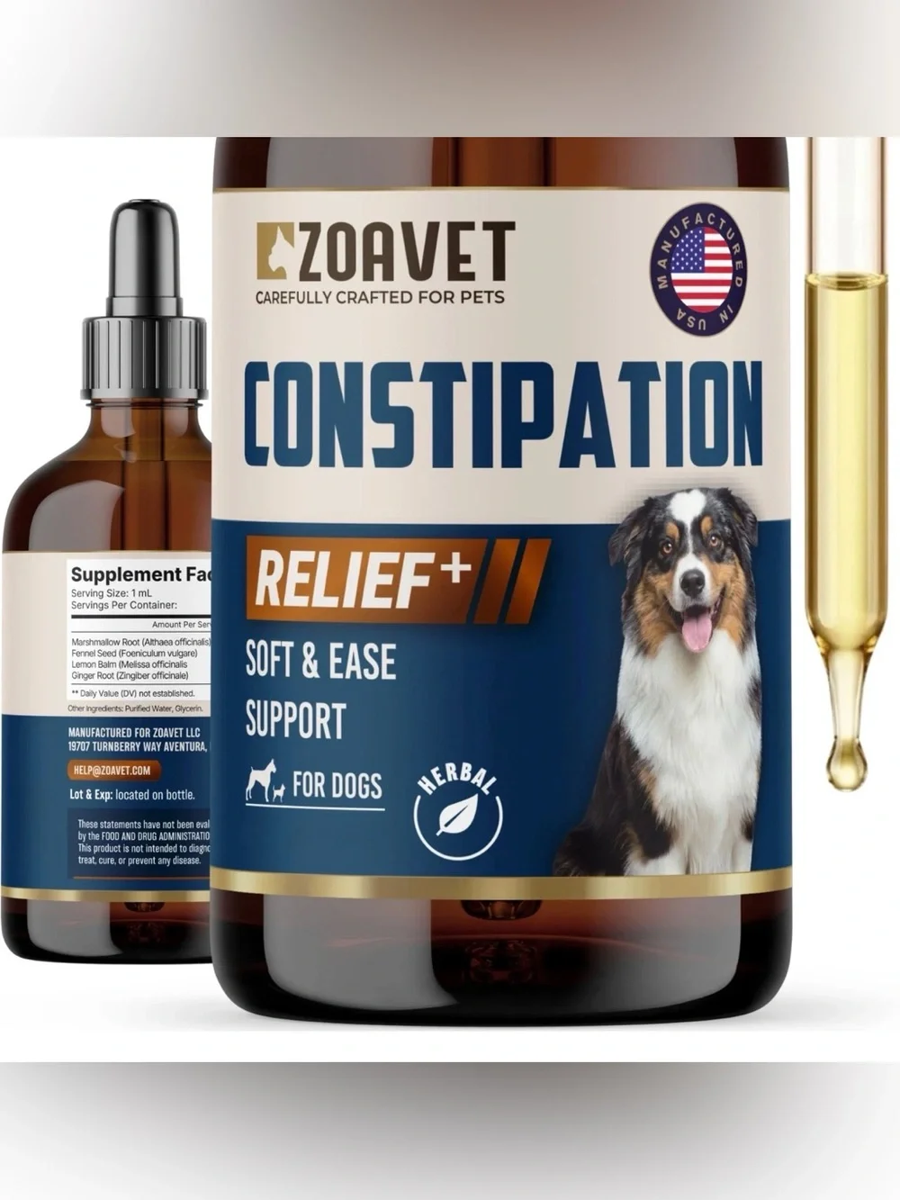 Constipation Relief+ soft & ease support Herbal Drops for Dogs NEW 1fl oz